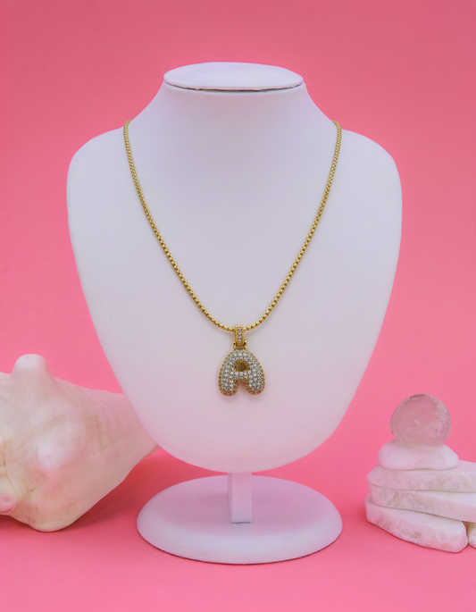 Alphabet Letter/Initials Rhinestone Necklace 1 Charm