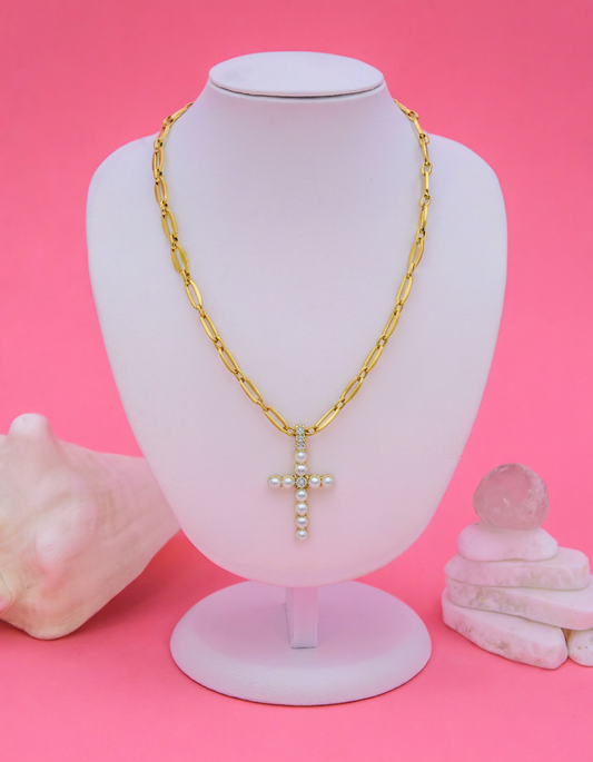 Pearl Cross Necklace