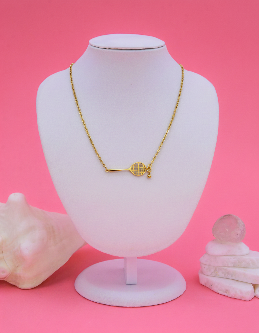 Tennis Racket Necklace Gold