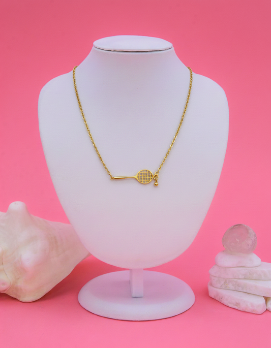 Tennis Racket Necklace Gold